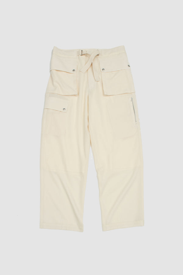 sportivo store Light Cotton Wool Viyella Cargo Pants Ivory White