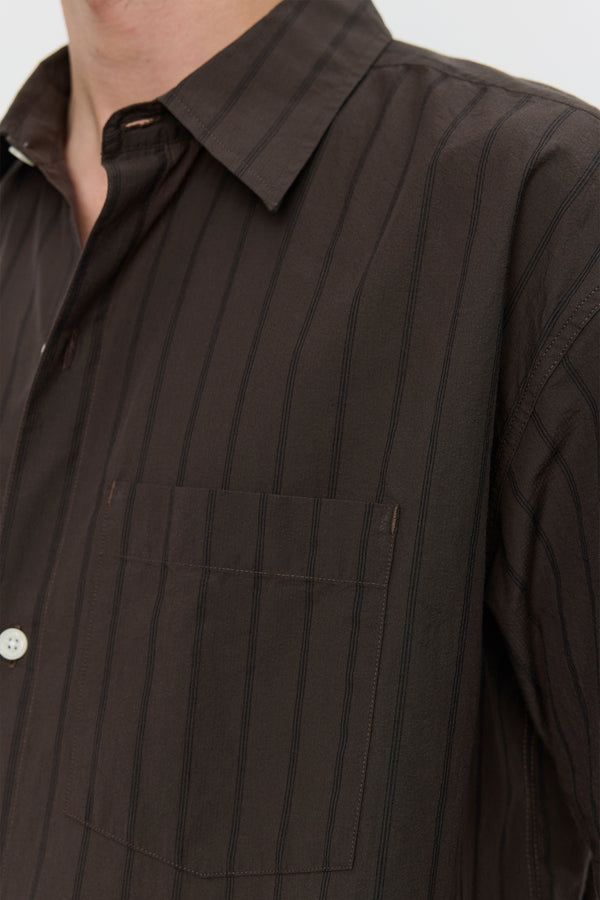 Sportivo Store New Input Shirt Dark Brown Triple Stripe