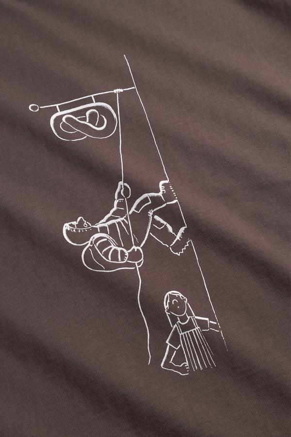 Sportivo Store Norse X Daniel Frost Baker Ascent Print T-Shirt Seal Brown