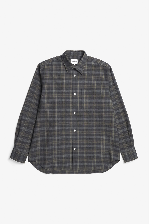 sportivo store Ole Oversized Wool Check Shirt Charcoal Grey