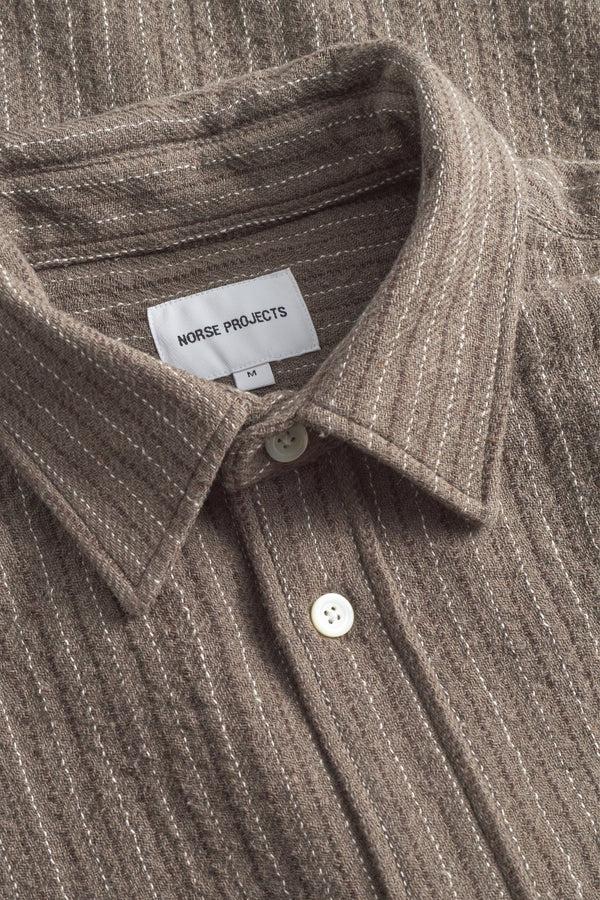 Sportivo Store Ole Oversized Wool Stripe Shirt Seal Brown