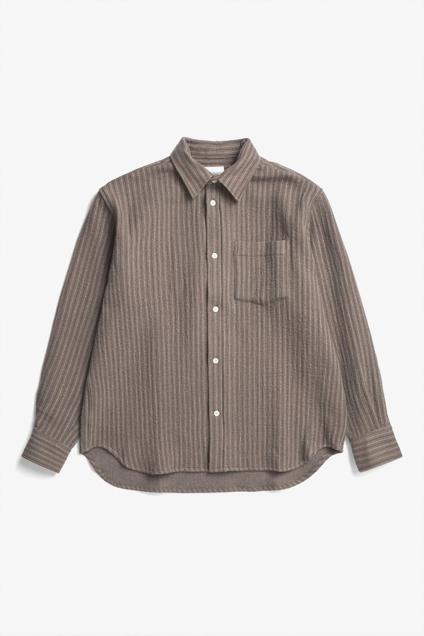 Sportivo Store Ole Oversized Wool Stripe Shirt Seal Brown