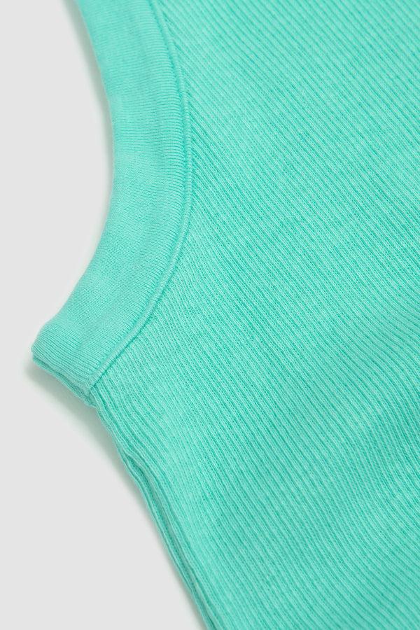 Sportivo Store Organic Soft Rib Tank Top Aqua Green