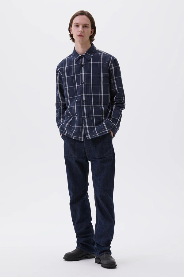Sportivo Store Overall Shirt Graphic Grid Check Cotton Slate Blue/ Off White