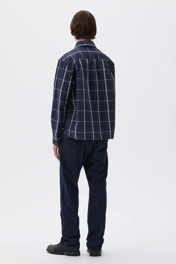 Sportivo Store Overall Shirt Graphic Grid Check Cotton Slate Blue/ Off White