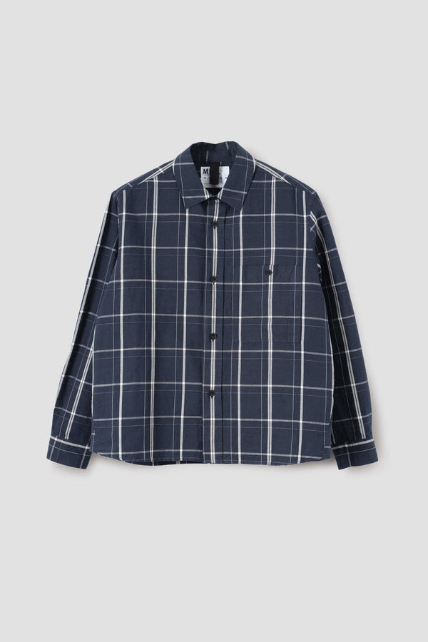Sportivo Store Overall Shirt Graphic Grid Check Cotton Slate Blue/ Off White