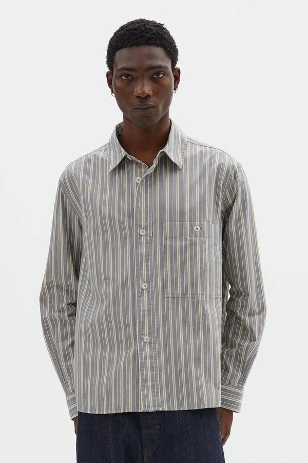 sportivo store Overall Shirt Pyjama Stripe Cotton Off White/ Grey/ Zest