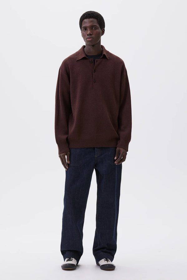Sportivo Store Oversized Knitted Polo Dry Wool Dark Brown