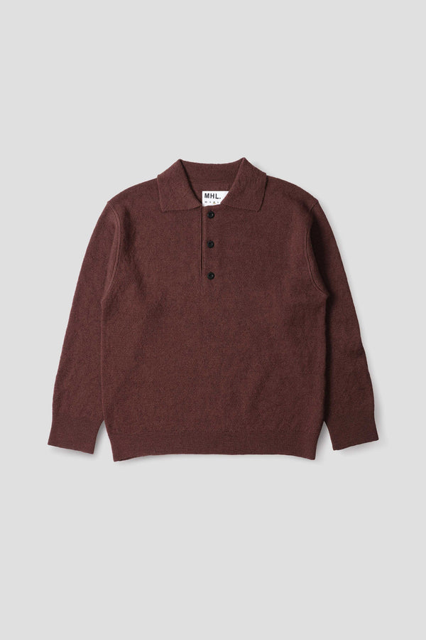 Sportivo Store Oversized Knitted Polo Dry Wool Dark Brown