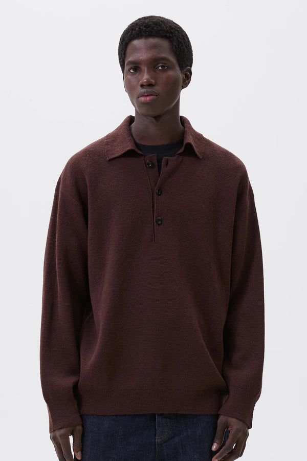 sportivo store Oversized Knitted Polo Dry Wool Dark Brown