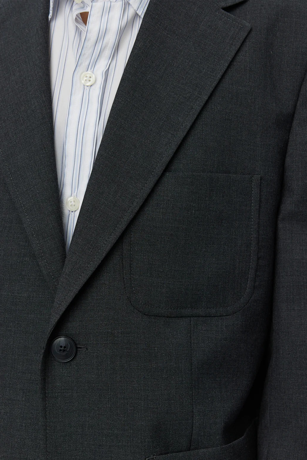 Sportivo Store Patch Pocket Blazer Grey Worsted Wool