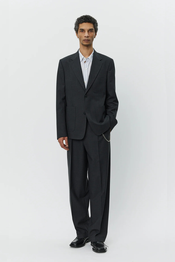 sportivo store Patch Pocket Blazer Grey Worsted Wool