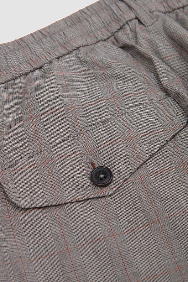 Sportivo Store Pleated Track Pant Wales Glen Check Grey Brown