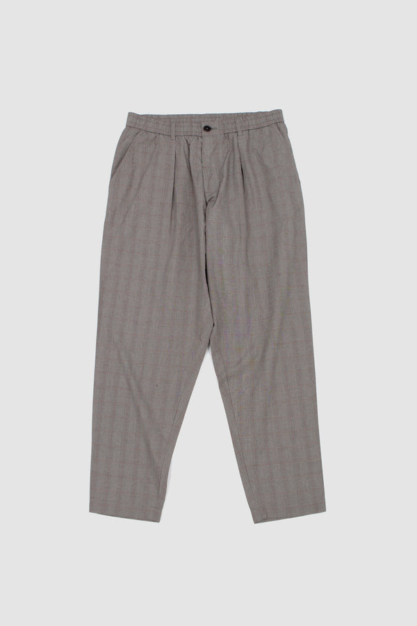 sportivo store Pleated Track Pant Wales Glen Check Grey Brown