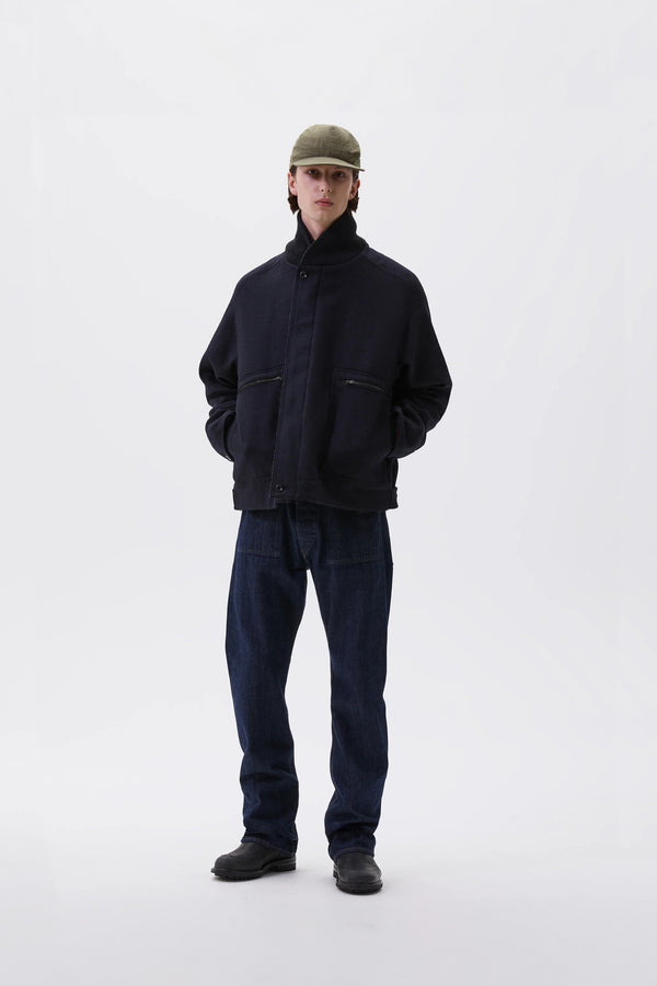 Sportivo Store Rib Neck Jacket Coarse Melton Wool Ink