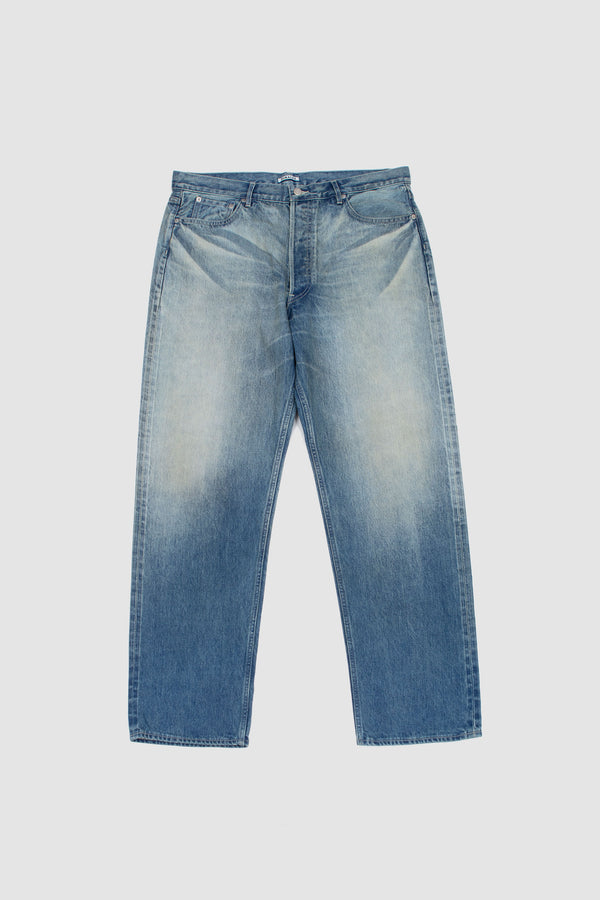 sportivo store Selvedge Faded Heavy Denim Wide Pants Faded Indigo