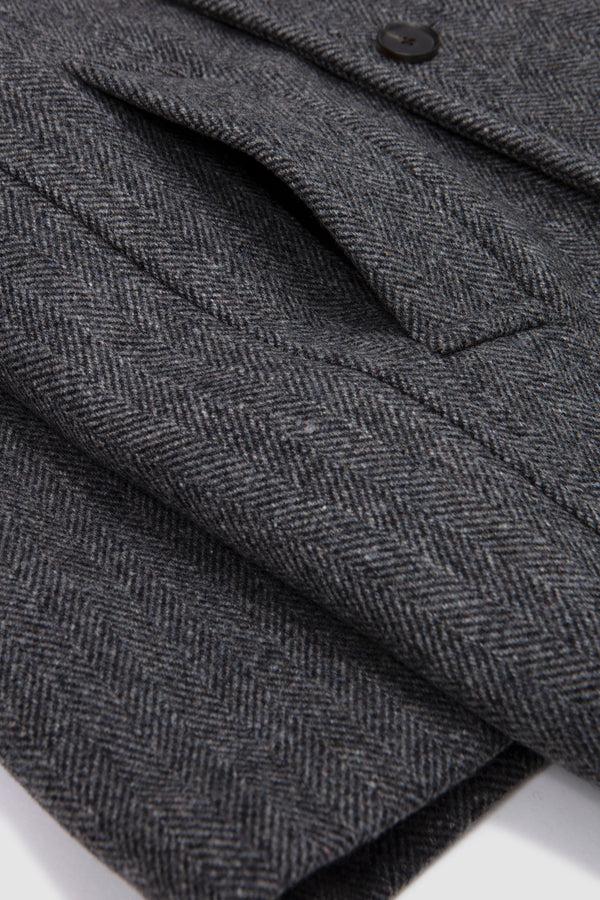 Sportivo Store Shetland Wool Double Cloth Coat Gray Herringbone