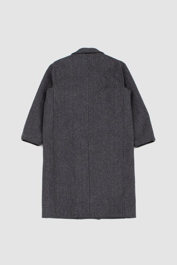 Sportivo Store Shetland Wool Double Cloth Coat Gray Herringbone