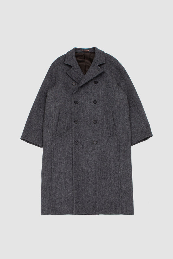 sportivo store Shetland Wool Double Cloth Coat Gray Herringbone