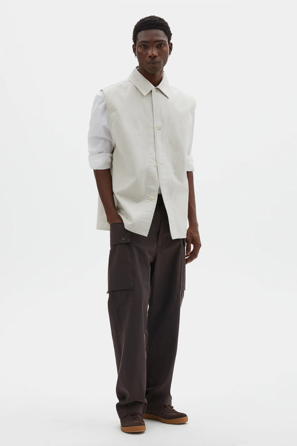 Sportivo Store Sleeveless Overshirt Irregular Cotton Drill Chalk