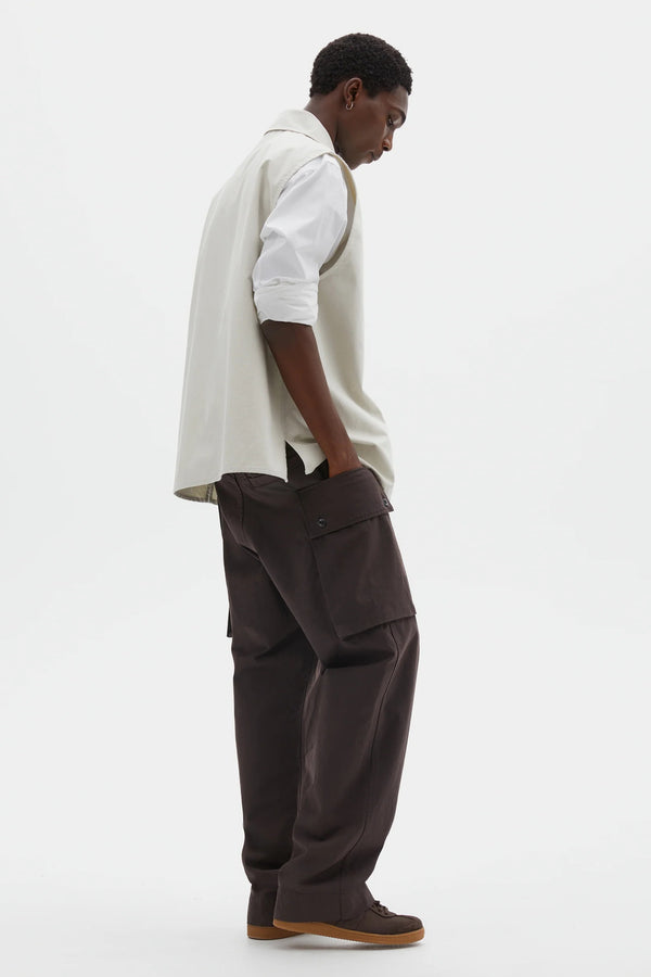 Sportivo Store Sleeveless Overshirt Irregular Cotton Drill Chalk