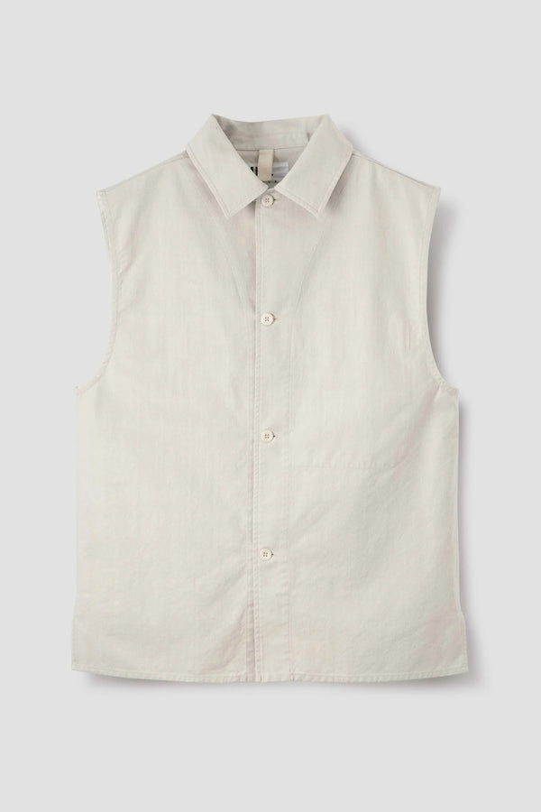 Sportivo Store Sleeveless Overshirt Irregular Cotton Drill Chalk