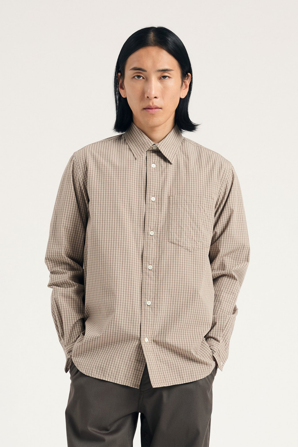 sportivo store Algot Poplin Check Shirt Walnut