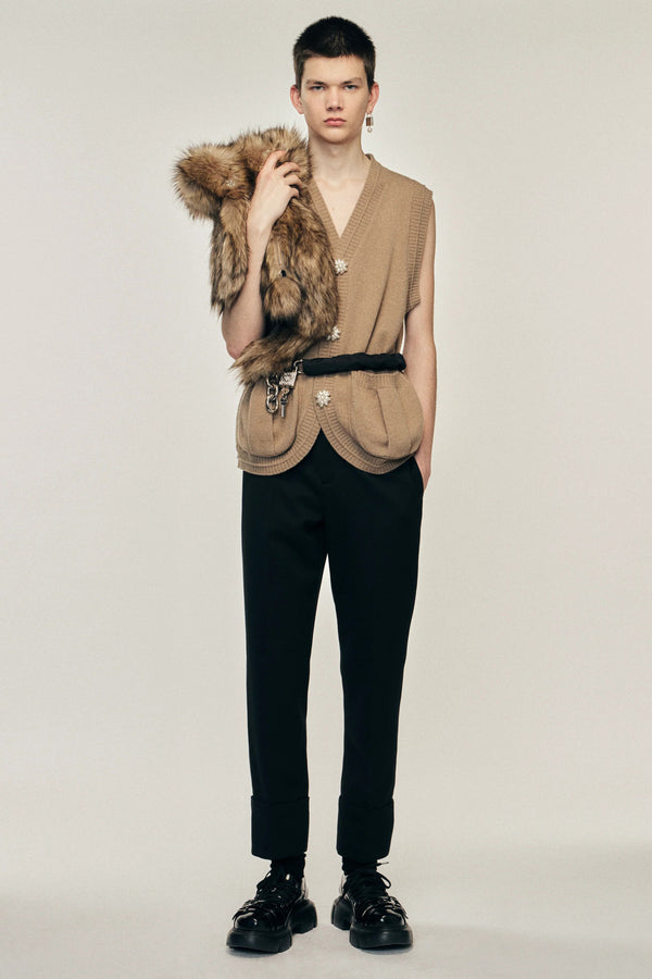 sportivo store Cuffed Straight Leg Trousers Black