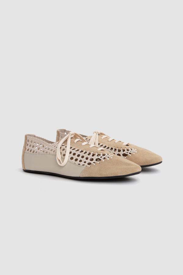 Sportivo Store Esportiu Woven Lace-Up Shoes Cream