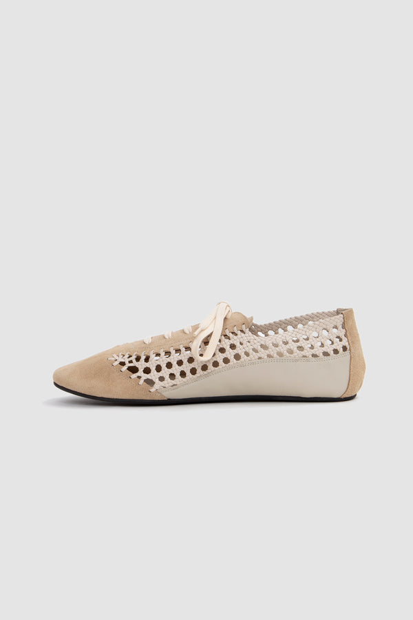 Sportivo Store Esportiu Woven Lace-Up Shoes Cream