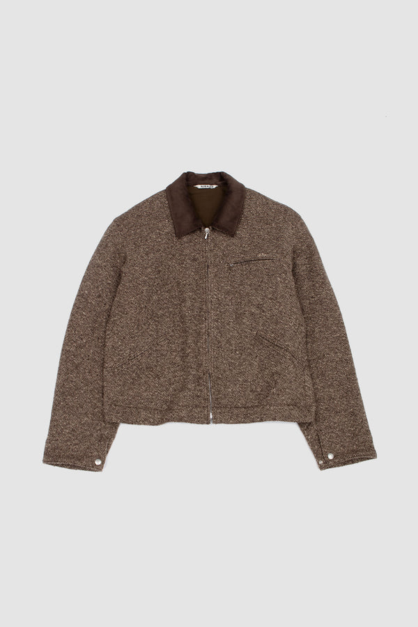 sportivo store Homespun Tweed Zip Blouson Brown