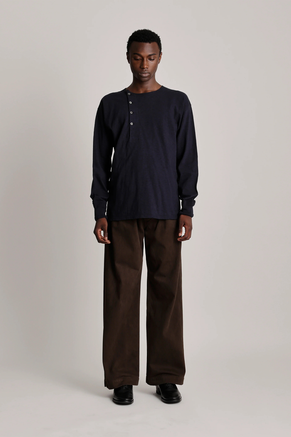 sportivo store Lot.618 Side Henley Neck Shirt Navy