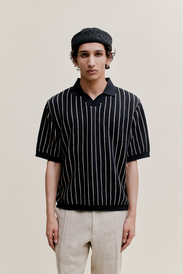 Sportivo Store Mahua Knit Polo India Ink Stripe