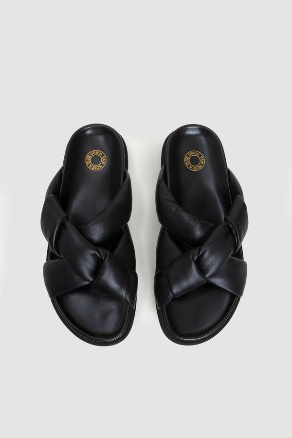 Sportivo Store Padded Leather Braid Sandals Black