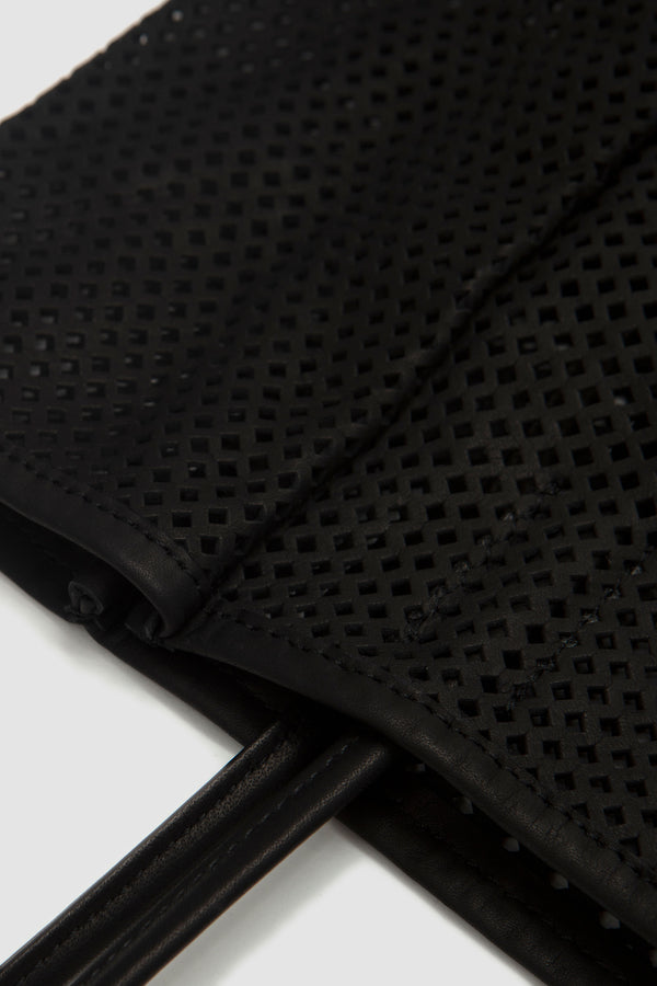Sportivo Store Washed Leather Mesh Tote Black