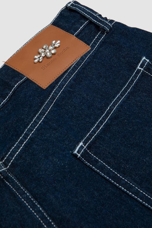 Sportivo Store Wide Leg Puddle Denim Shorts Indigo