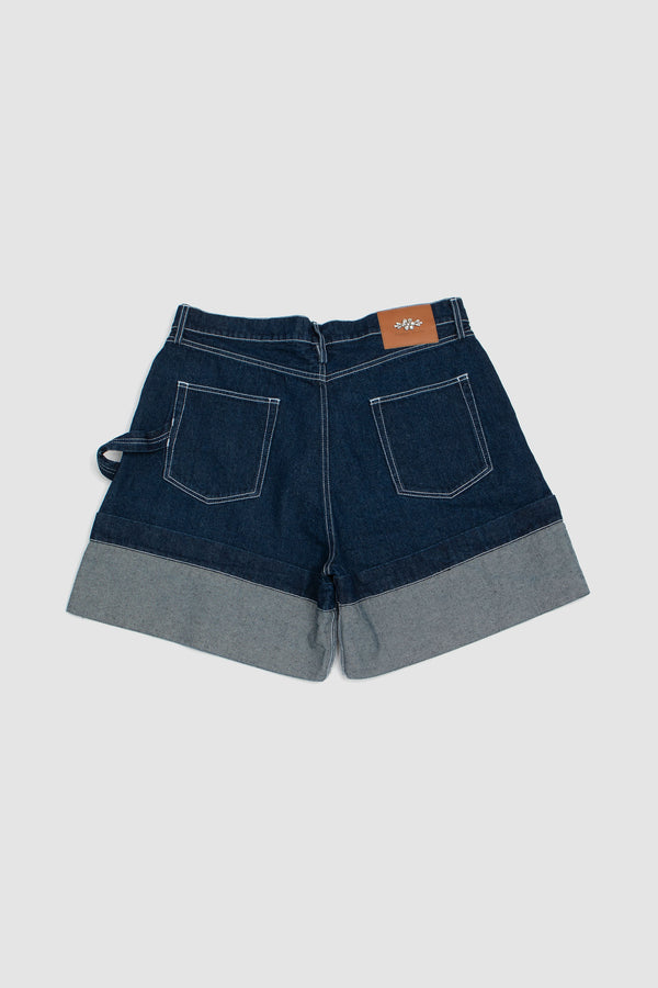 Sportivo Store Wide Leg Puddle Denim Shorts Indigo