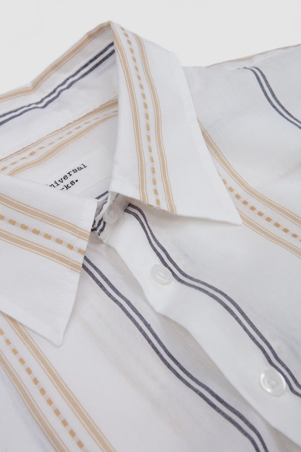 Sportivo Store Square Pocket Shirt Hendrix Stripe Ecru/ Navy/ Sand