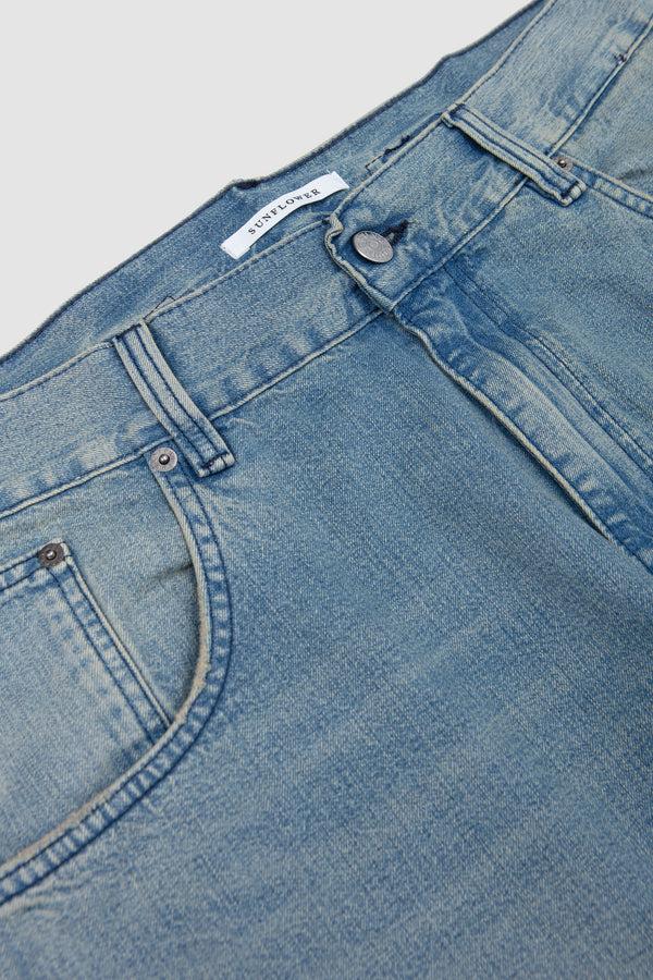 Sportivo Store Super Wide Cinch Jeans Mid Blue Vintage