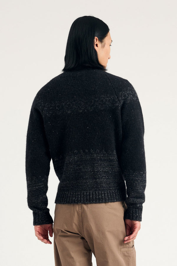 Sportivo Store Ulf Full Zip Fairisle Cardigan Dark Grey Melange