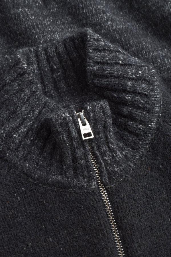 Sportivo Store Ulf Full Zip Fairisle Cardigan Dark Grey Melange