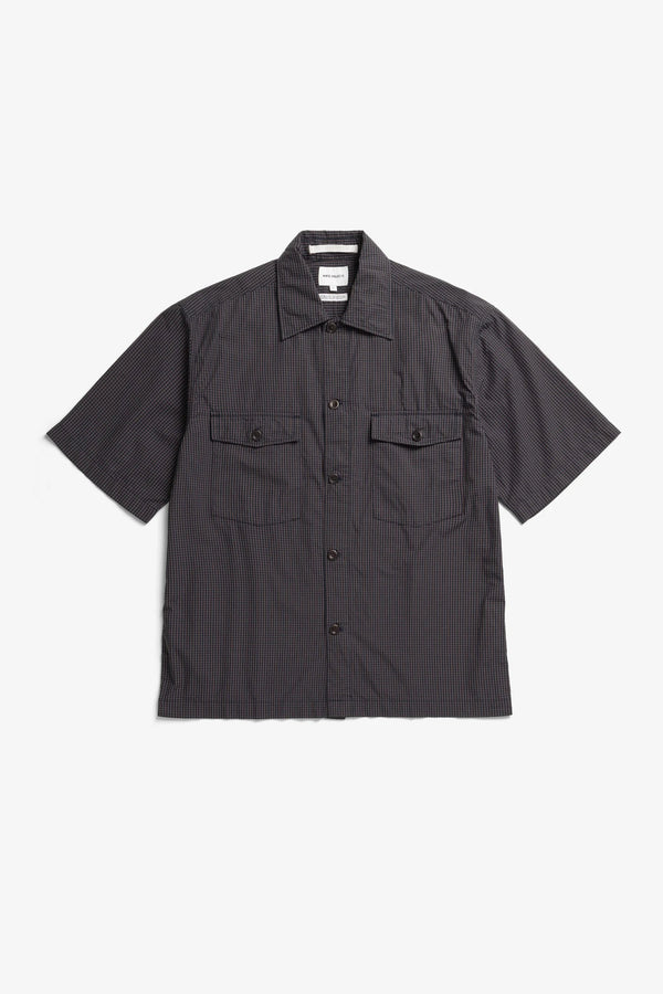 Sportivo Store Vestervig Checked SS Safari Shirt Dark Navy Check