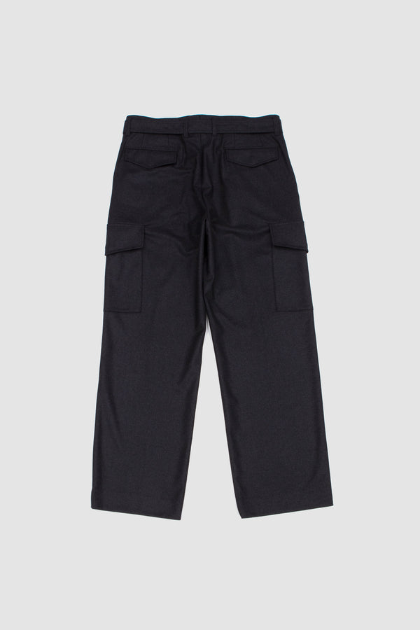 Sportivo Store Wool Fulling Flannel Cargo Slacks Top Charcoal
