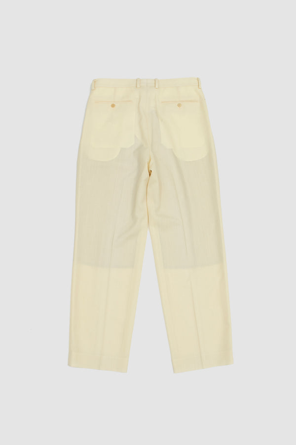 Sportivo Store Wool Kid Mohair Hop Sack Two Tuck Slacks Ivory White