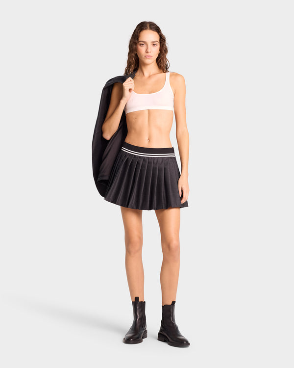 Sporty & Rich Abigail Wool Pleated Skirt - Grey Check/Off White