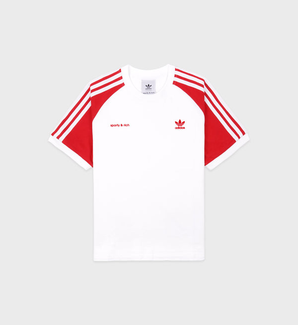 sporty & rich Adidas Two Tone Ringer Tee - White/Sports Red