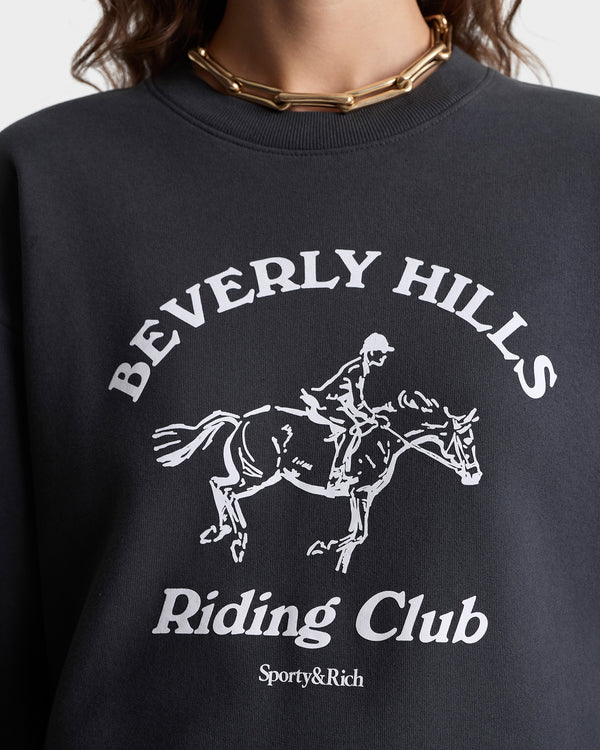 Sporty & Rich BH Riding Club Crewneck - Faded Black/White