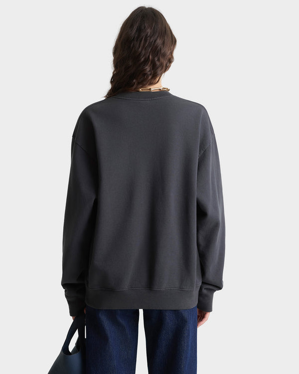 Sporty & Rich BH Riding Club Crewneck - Faded Black/White