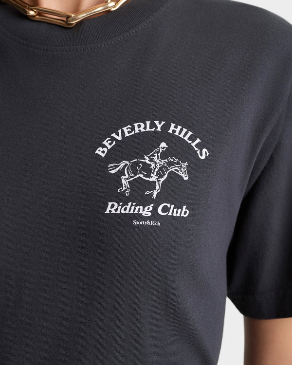 Sporty & Rich BH Riding Club T-Shirt - Faded Black/White