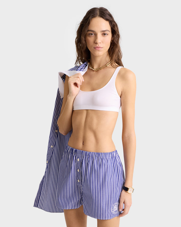 Sporty & Rich Bristol Crest 100th Boxer Short - Navy/White